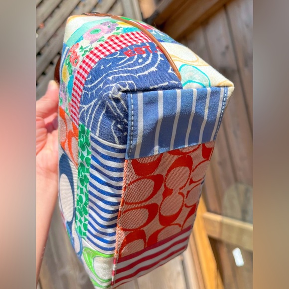 ❌SOLD FACEBOOK❌ 100% AUTHENTIC Y2K COACH HAMPTONS MULTICOLOR PATCHWORK PURSE 💐 - Picture 7 of 10